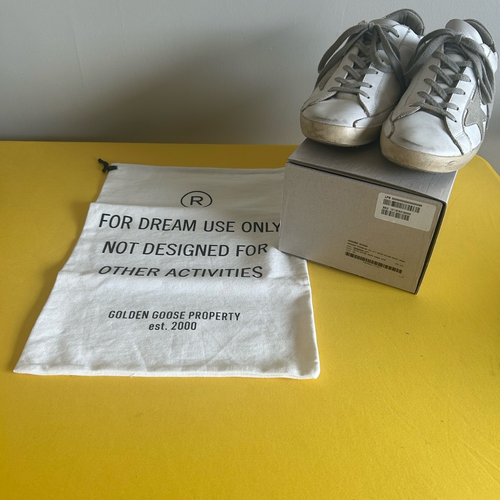 Golden Goose Gray and White Sneakers